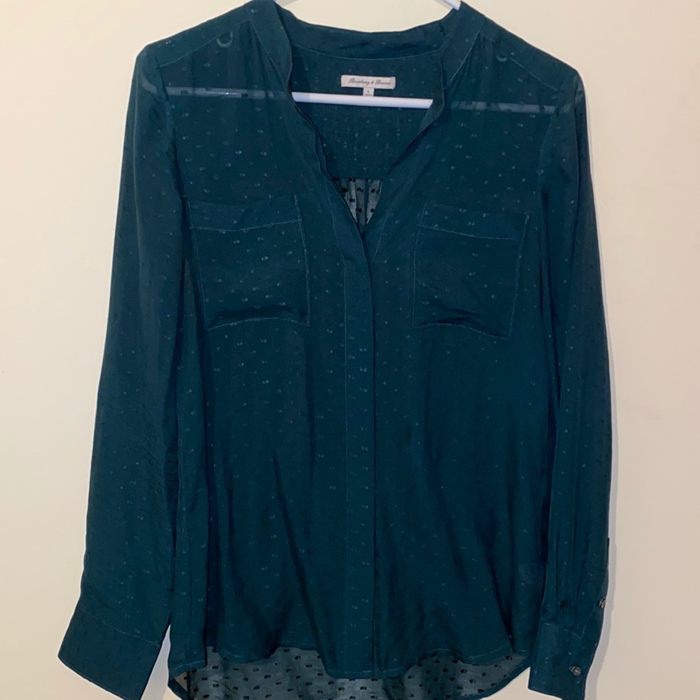 Madewell Swiss dot blouse in deep green